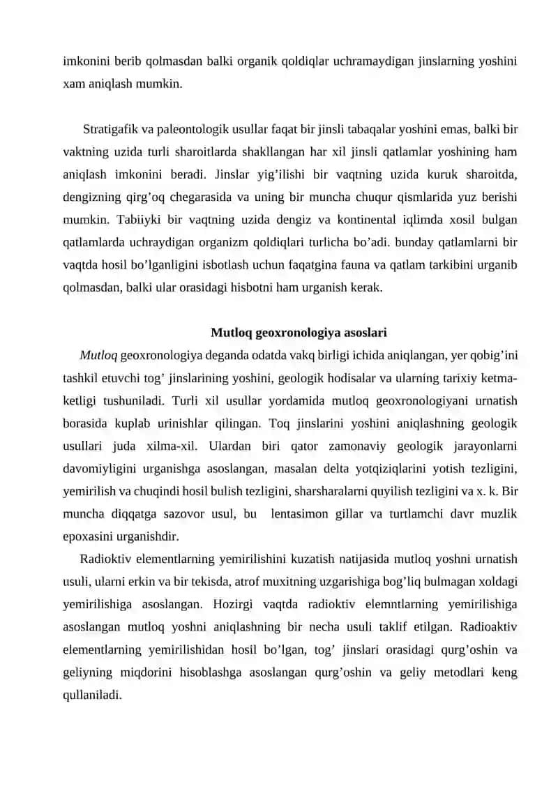 GEOXRONOLOGIYA VA GEOLOGIK YOSH HAQIDA MA'LUMOT 4