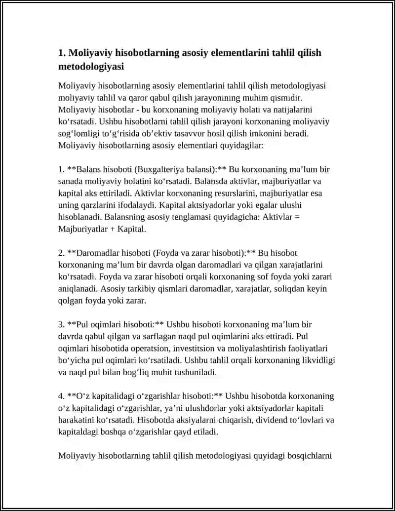 Moliyaviy Hisobotni Tahlil Qilish va Qaror Qabul Qilishda Qo‘llash 4