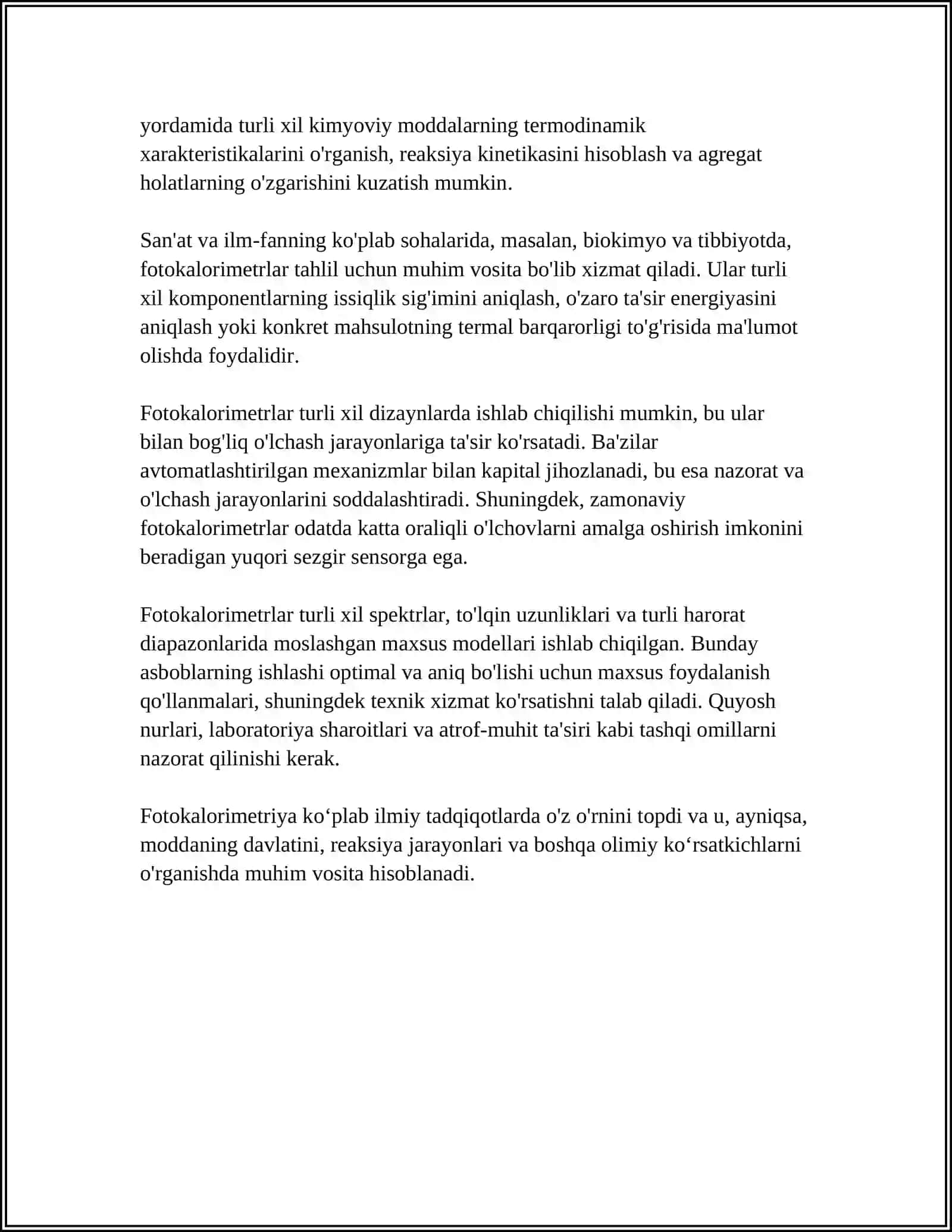FOTOKALORIMETR USKUNASI, FOTOKOLORIMETRIYA USULI 4