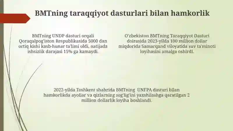 Uzbekistanning Xalqaro Moliya Institutlari bilan Amalga Oshirgan Loyihalari 4