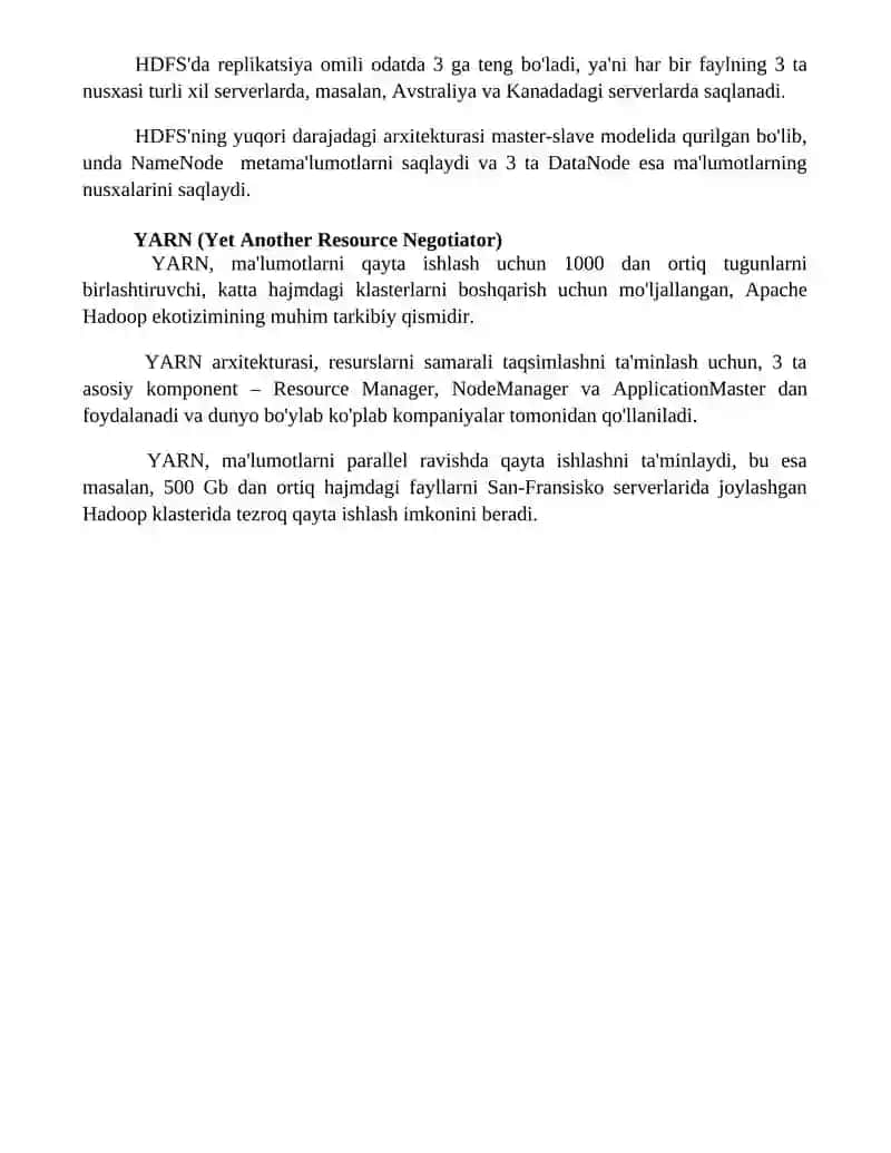 Hadoop arxitekturasi va uning asosiy komponentlari 4