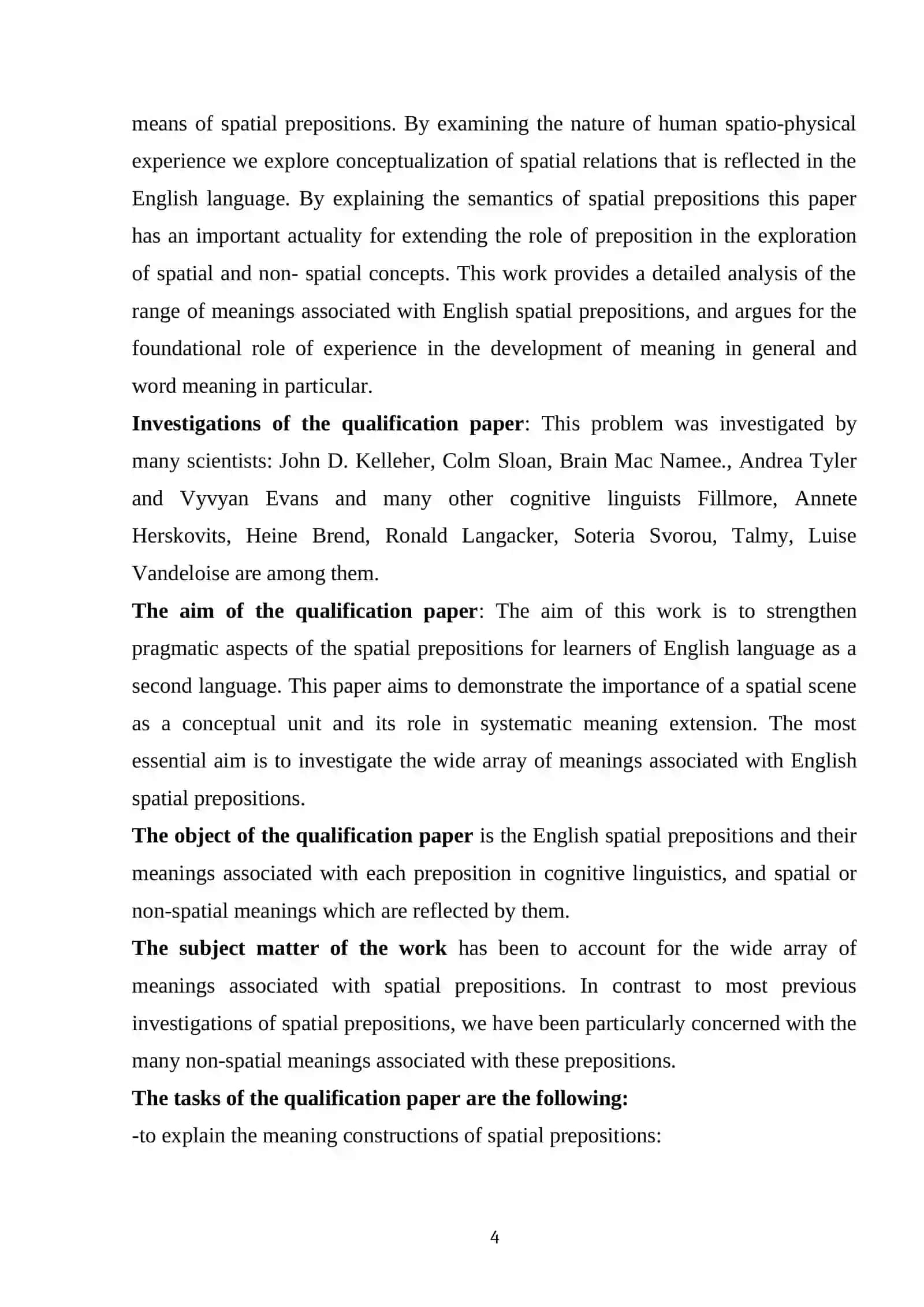 The Semantics of the English Spatial Prepositions 4
