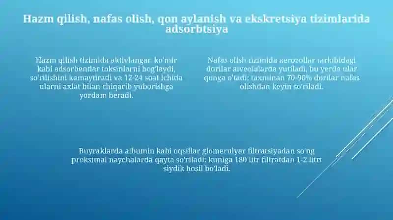Organizmning hayot faoliyatida adsorbsiya jarayoni 4