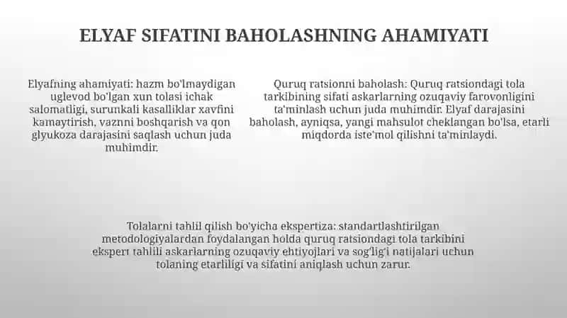 Askarlarning Quruq Payoklarini Tarkibidagi Maxsulotlarning Tola Sfatliligini Expertiza Qlish 4