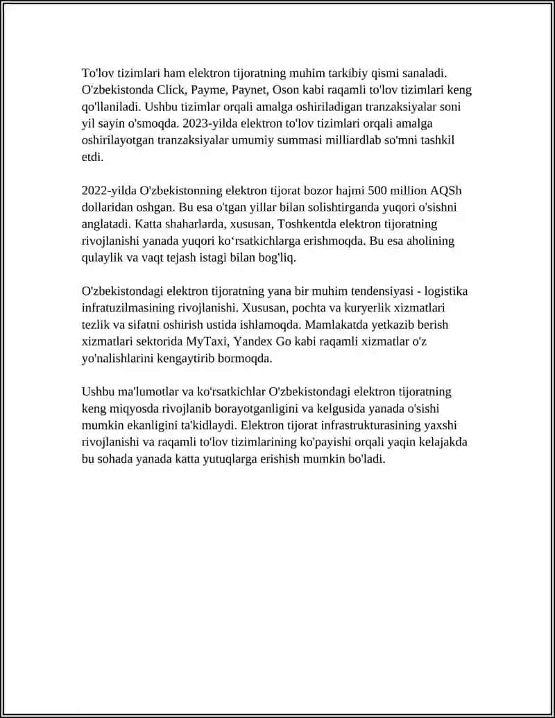 Oʻzbekiston Respublikasida Elektrom Tijoratning Rivojlanish Holati 4