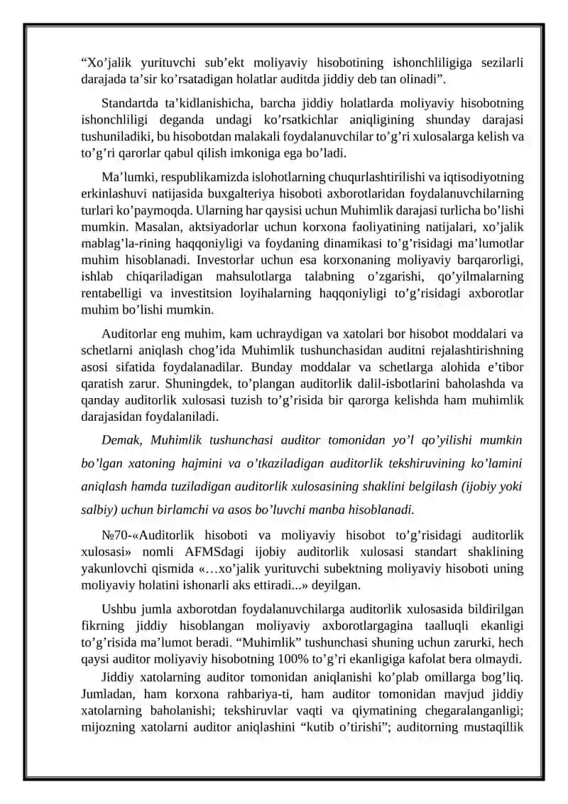 Muhimlik tushunchasi va uning auditdagi ahamiyati 4