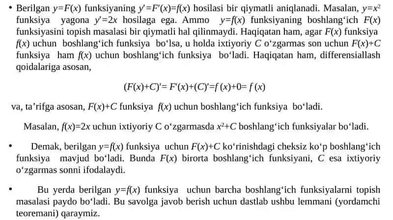 Aniqmas integral va uni hisoblash usullari 4