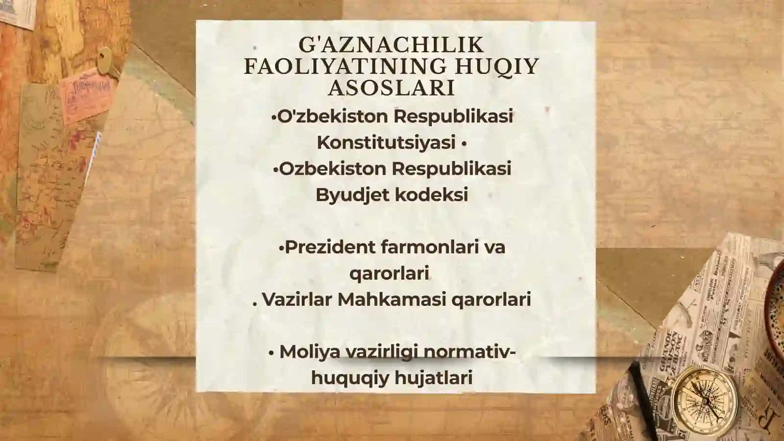 G'aznachilik organlarining tuzilishi va boshqaruv tizimi 4
