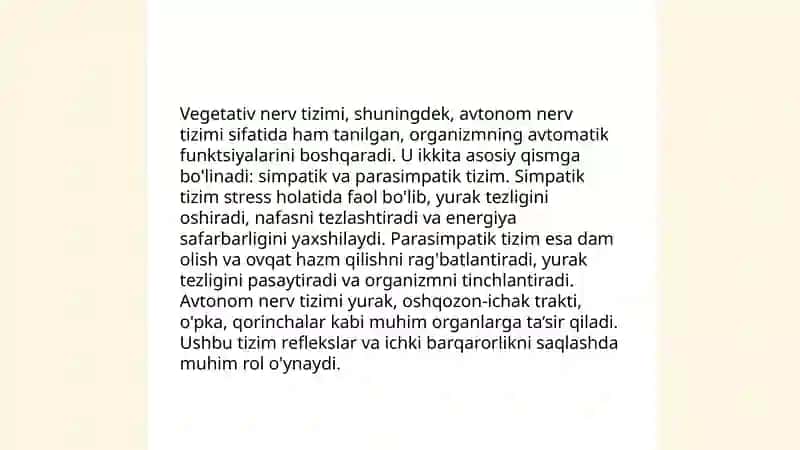 Vegetativ nerv sistemasi faoliyatini oʻrganish 4