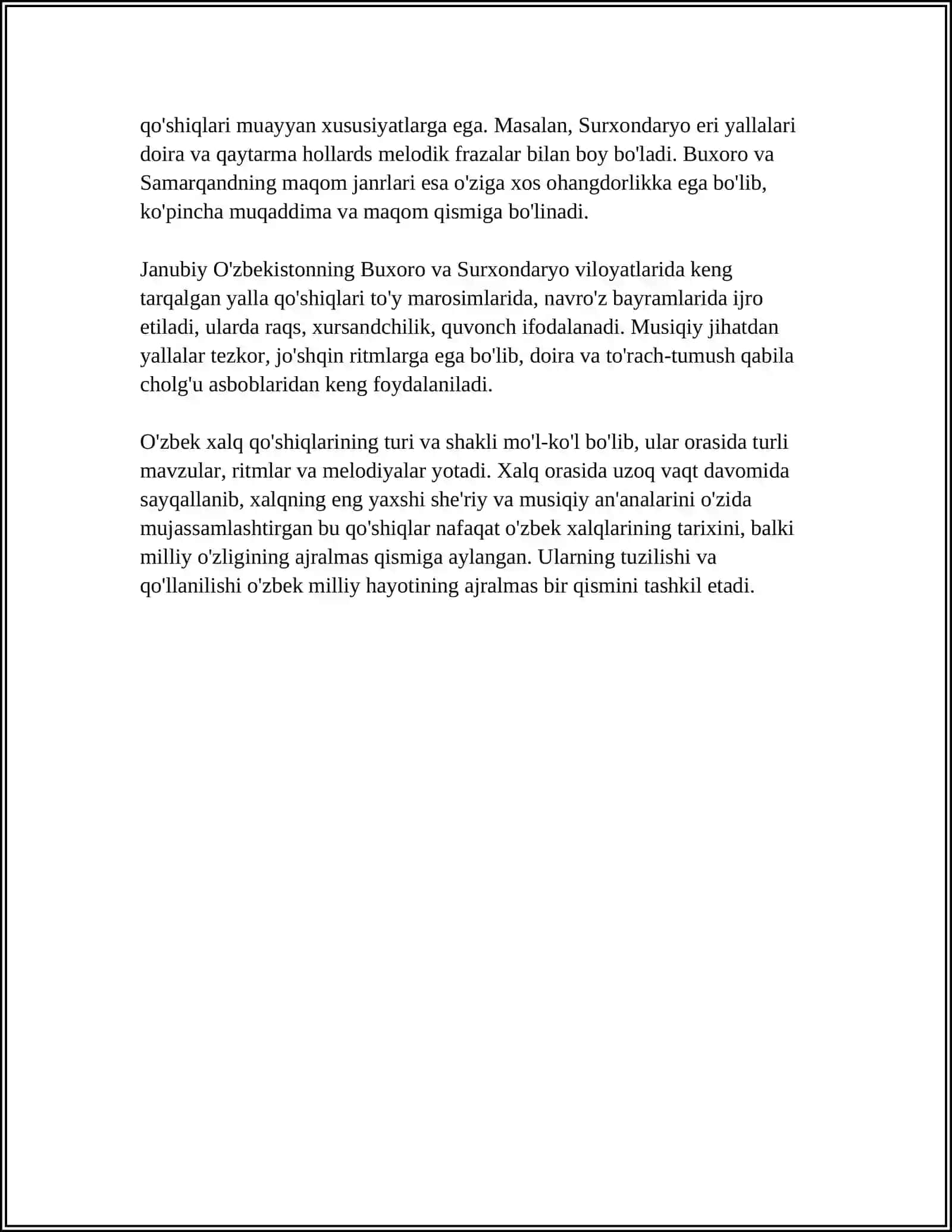 PARALLELIZM – O‘ZBEK XALQ QO‘SHIQLARINING TARKIBIY QISMI SIFATIDA EPIK JANRLARDA ADABIY-BADIIY QOLIPLAR VA AN’ANAVIY TASVIR VOSITALARI 4