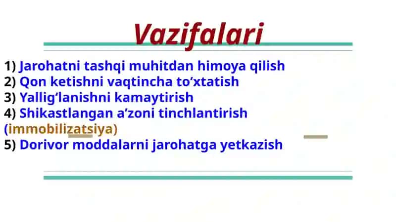 Desmurgiya. Bogʻlam turlari. Zamonaviy jarohat qoplamlari 4