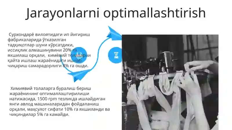 Kimyoviy tolalarni qayta õrash va ularga õram berish usullari va zamonaviy jixozlar 4