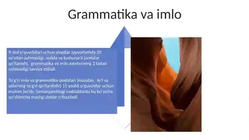 Sahifa/slayd izchilligini taʼminlash 9-sinf 4