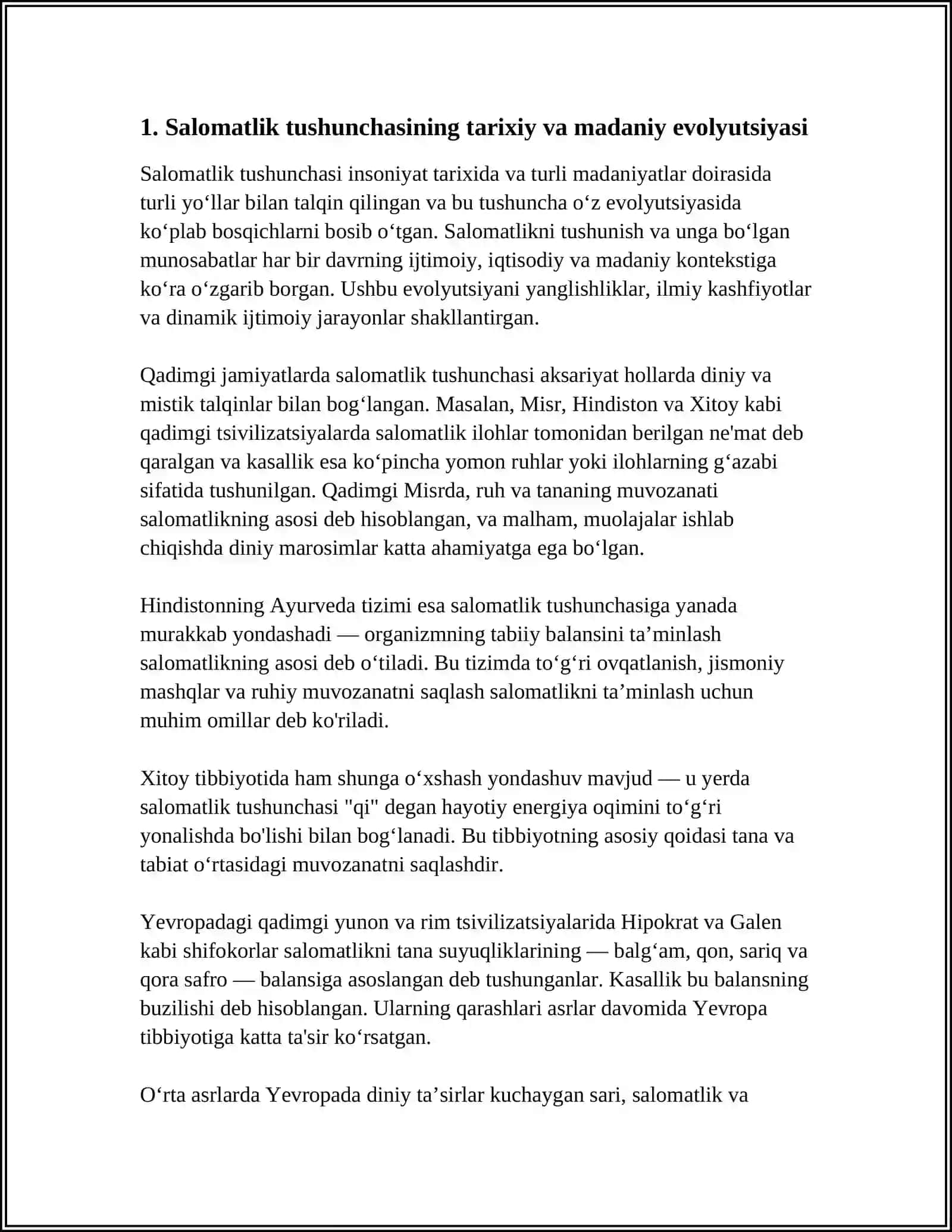 SALOMATLIK HAQIDAGI IJTIMOIY TASAVVURLAR VA ULARNING SHAKLLANISHI 4