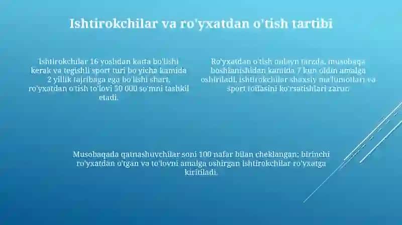 Musobaqat ashkiletish va musobaqa qoidalari 4
