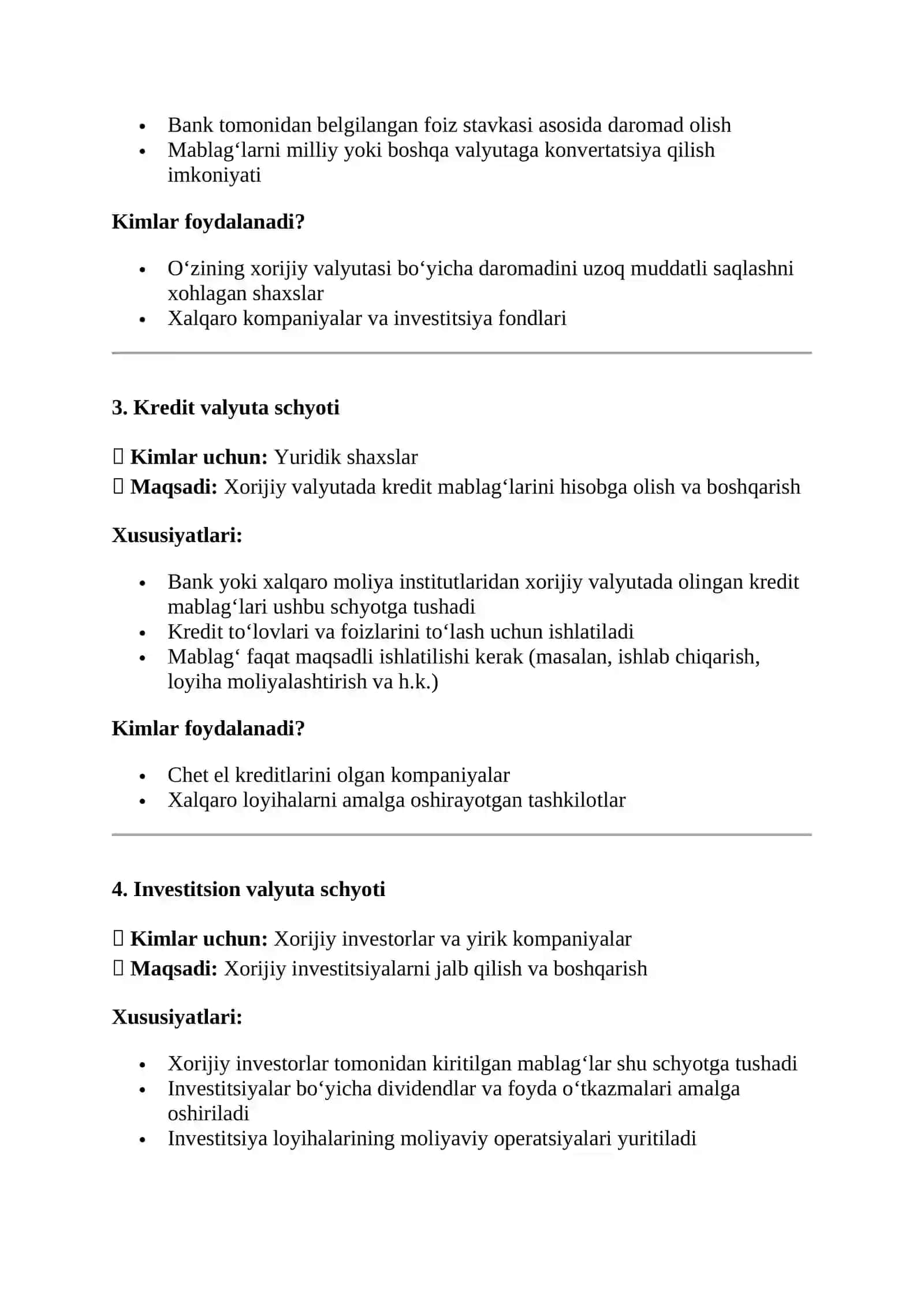 Valyuta schyoti bo‘yicha amalga oshirilgan operatsiyalarni hisobga olish 4