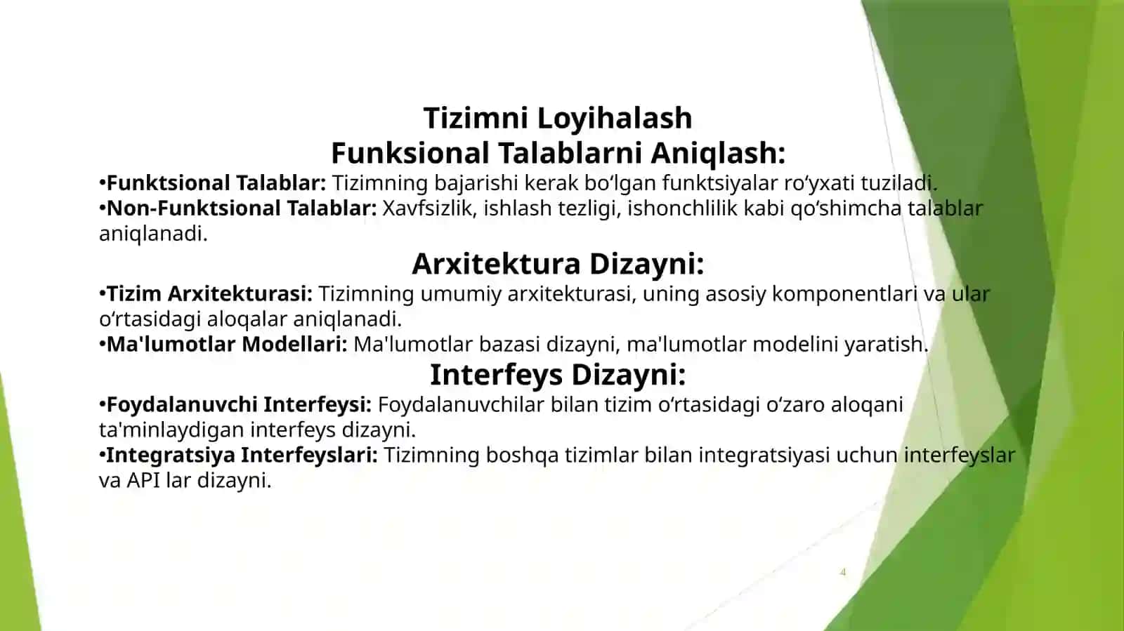Iqtisodiy axborot tizimlarini (IAT) loyihalashtirish bosqichlari 4