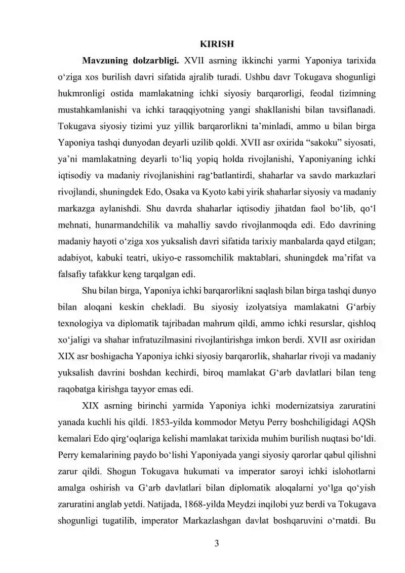 XVII asrning ikkinchi yarmi – XX asr boshlarida Yaponiya 4