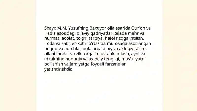 Baxtiyor oila asarida islom qadriyatlarining talqini 4