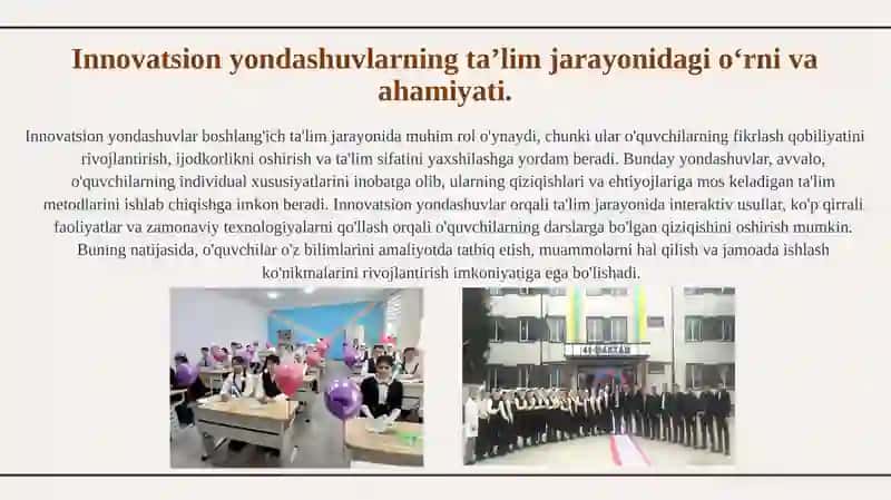 Boshlang‘ich ta'lim tizimining o‘ziga xos jihatlari va innovatsion yondashuv 4