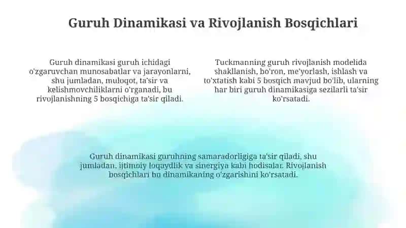 Kichik va Katta Guruhlar Psixologiyasi 4