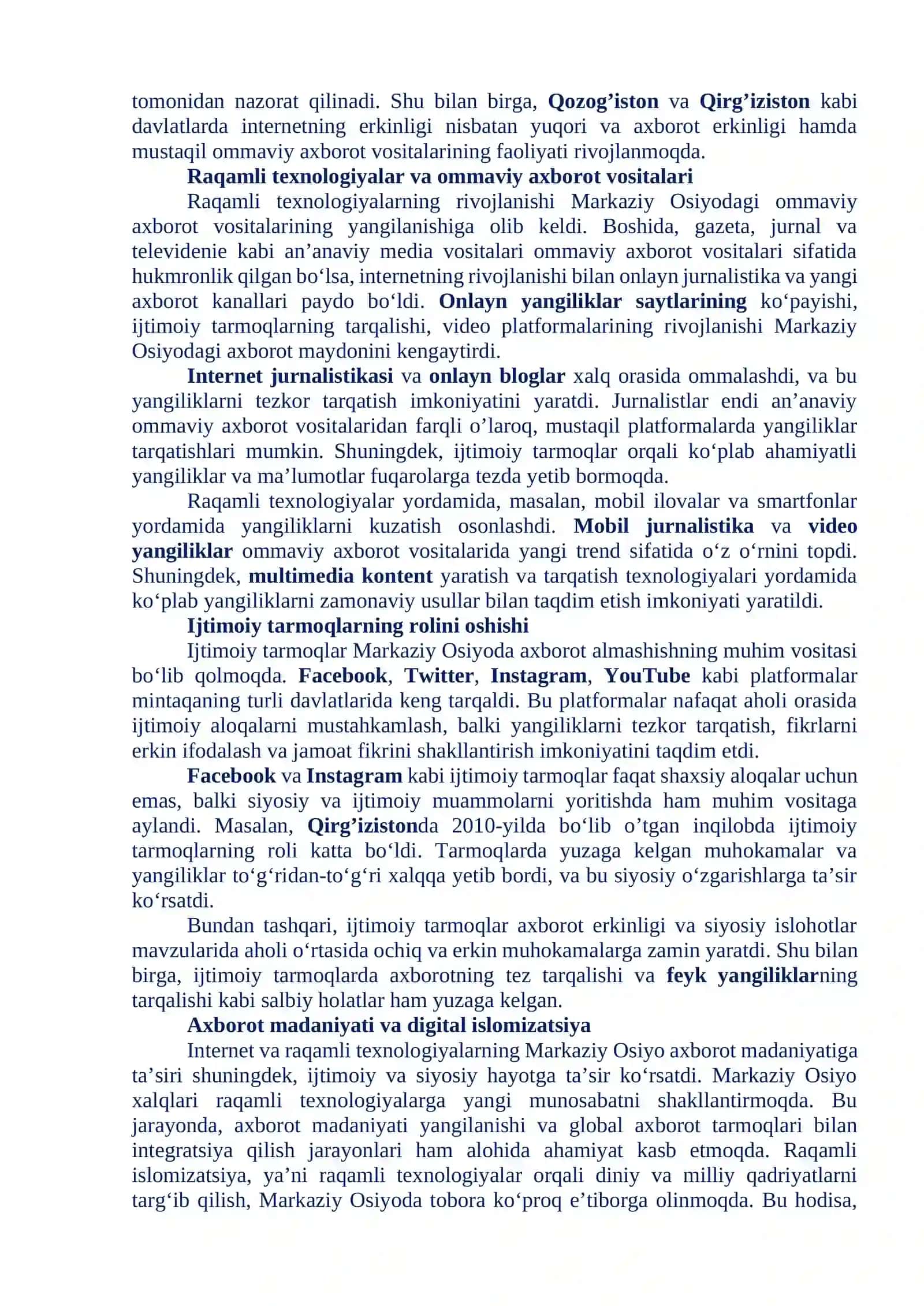 MARKAZIY OSIYO AXBOROT MADANIYATINNING O‘RNI 4
