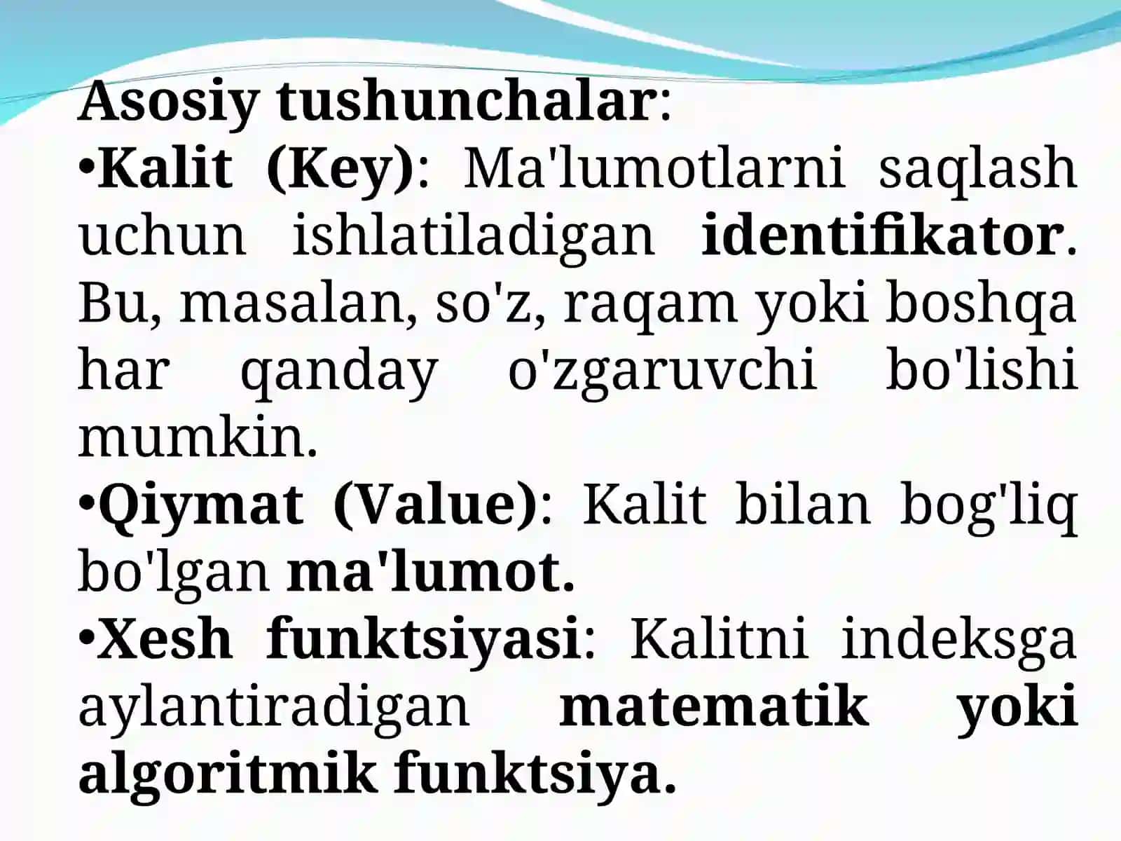 Xesh-jadvallar. Xesh-jadvallar – xesh-funksiyalar, kolliziyalarni hal qilish usullari. 4