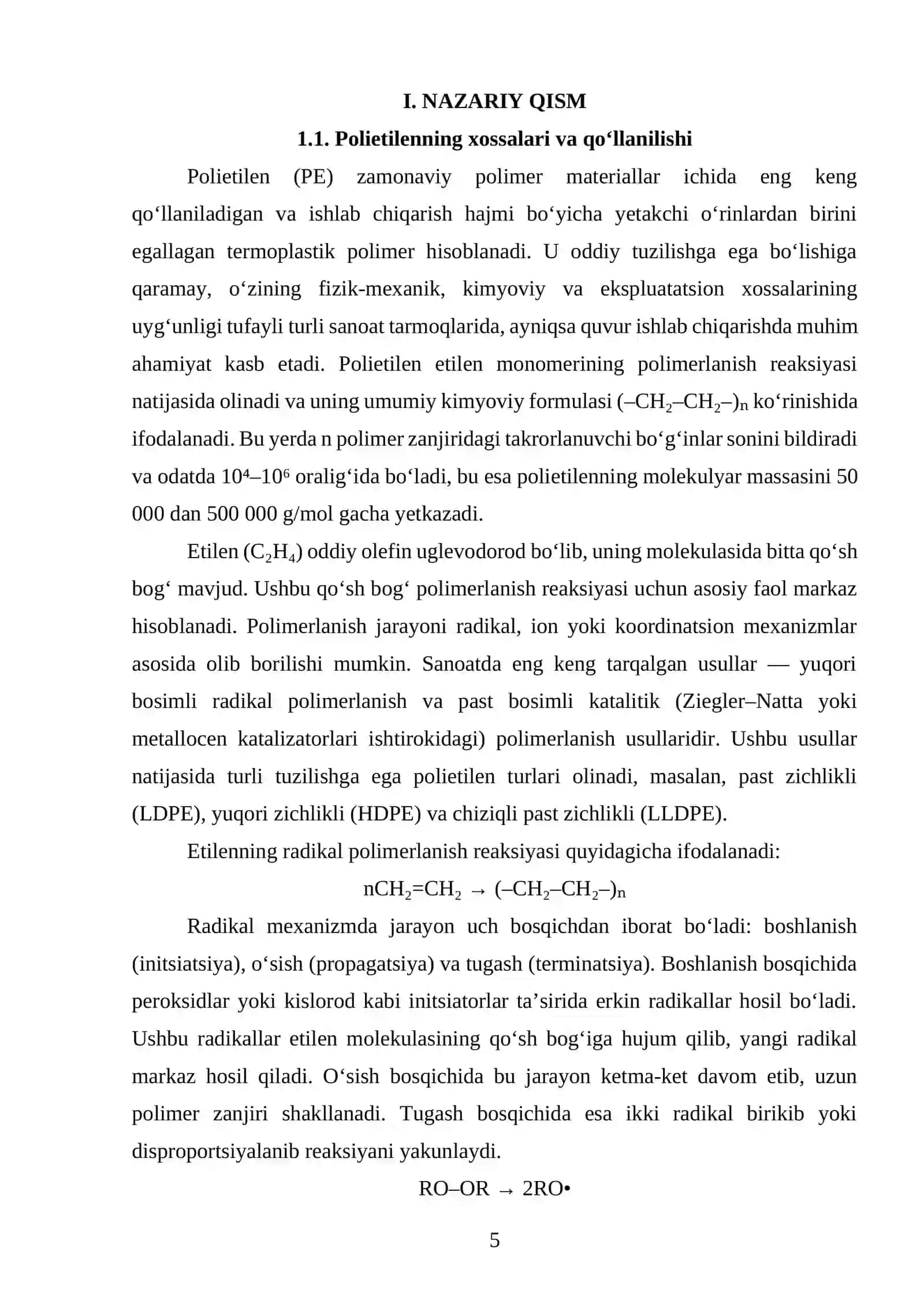 Markasi F-0120 boʻlgan PE dan plyonka ishlab chiqaradigan texnologik liniyasini loyihalash. Q=310 kg/soat 4