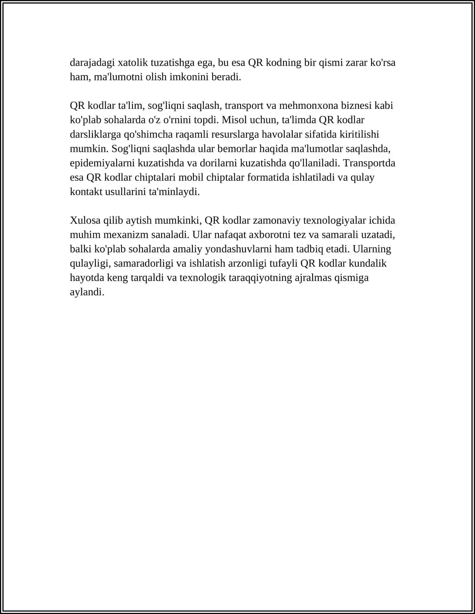 QR KOD OLISH VA UNDAN FOYDALANISH "ELEKTRON SAVDO" DASTURIDAN FOYDALANISH 4