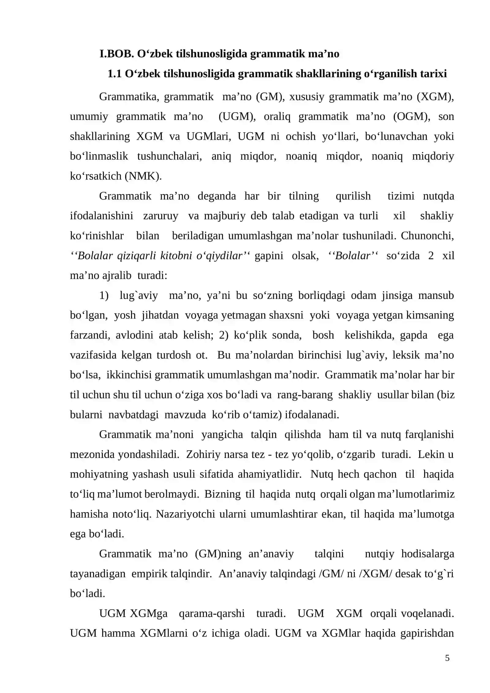 O‘zbek tilshunosligida umumiy va xususiy grammatik ma'no tavsifi 4