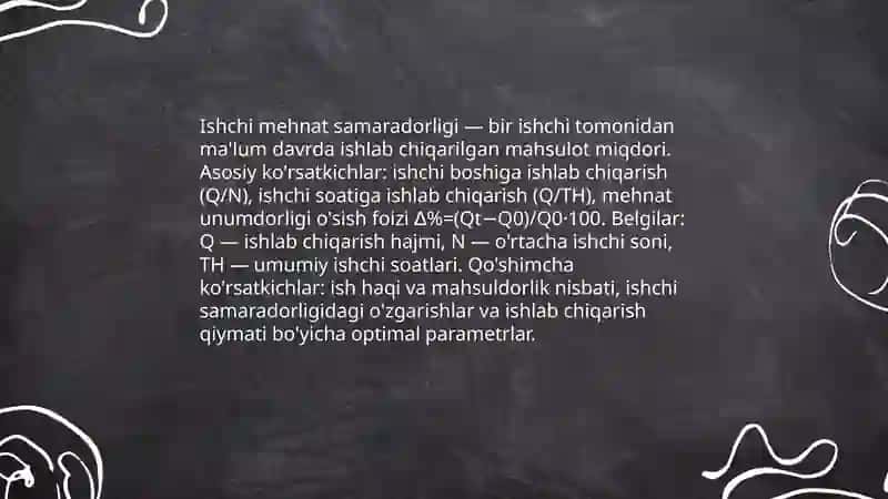 Ishlab chiqarish samaradorligi va uning korsatkichlari 4