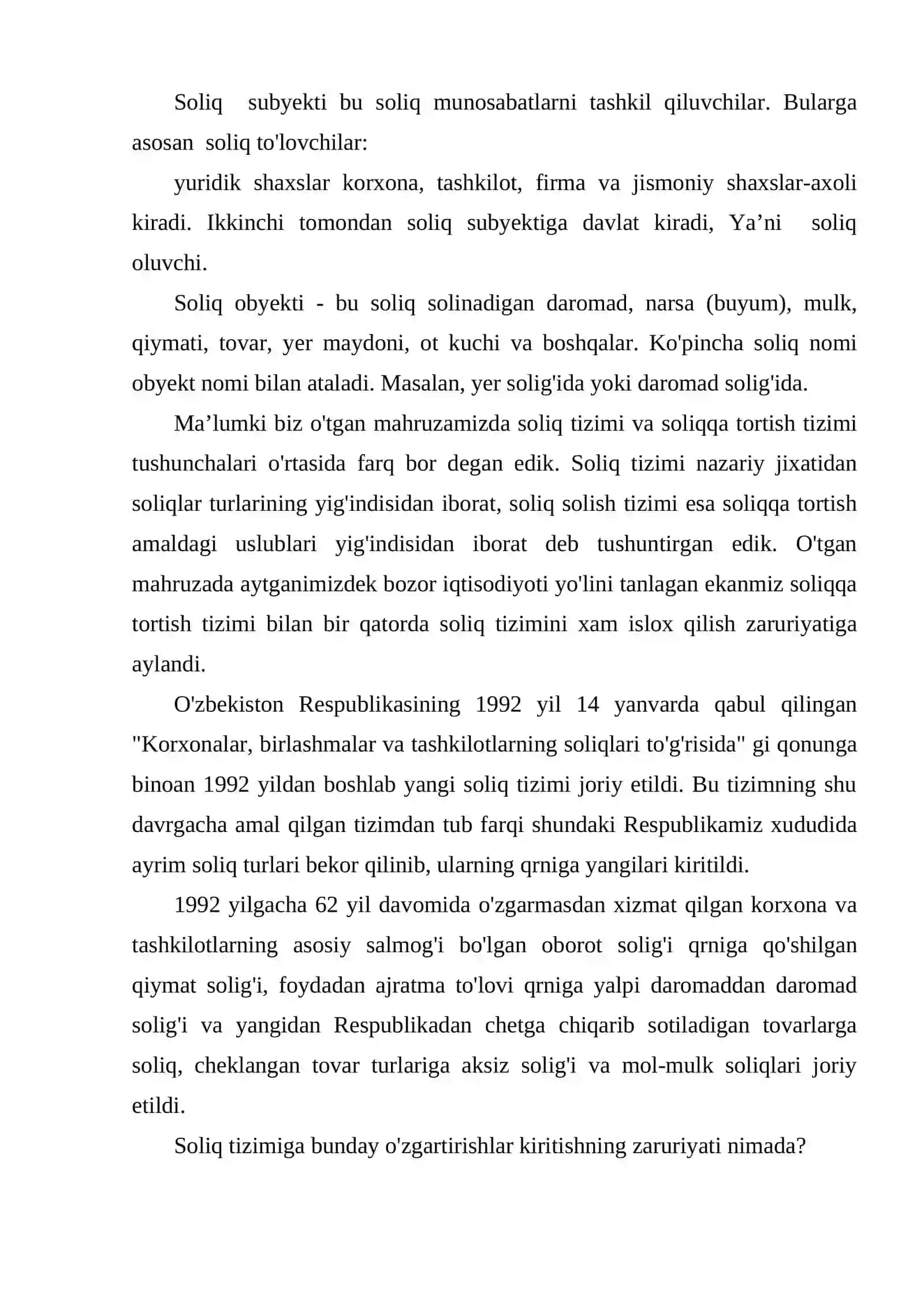 MUSTAQILLIGIMIZNING DASTLABKI YILLARIDA SOLIQ SIYOSATINING O‘ZIGA XOS XUSUSIYATLARI 4