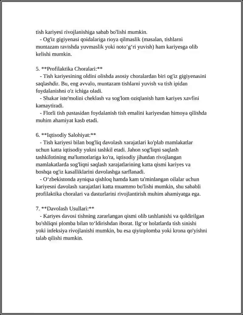 TISH KASSALIKLARI VA ULARNING DAVOLASH USULLARI HAQIDA MA’RUZA TAYORLASH 4