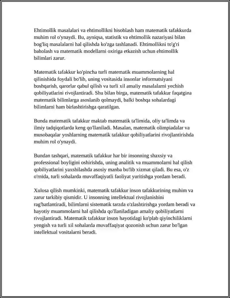 O'QUVCHILARINING MATEMATIK TAFAKKURINI RIVOJLANTIRISH JARAYONIDA MASALALARNING AHAMIYATI 4