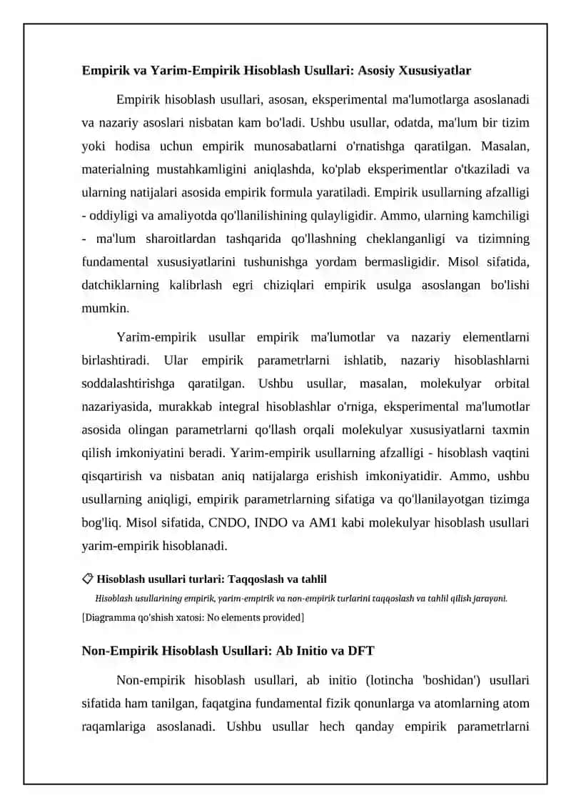 Hisoblash usullari. Empirik, yarim empirik, noempirik hisoblash usullari 4