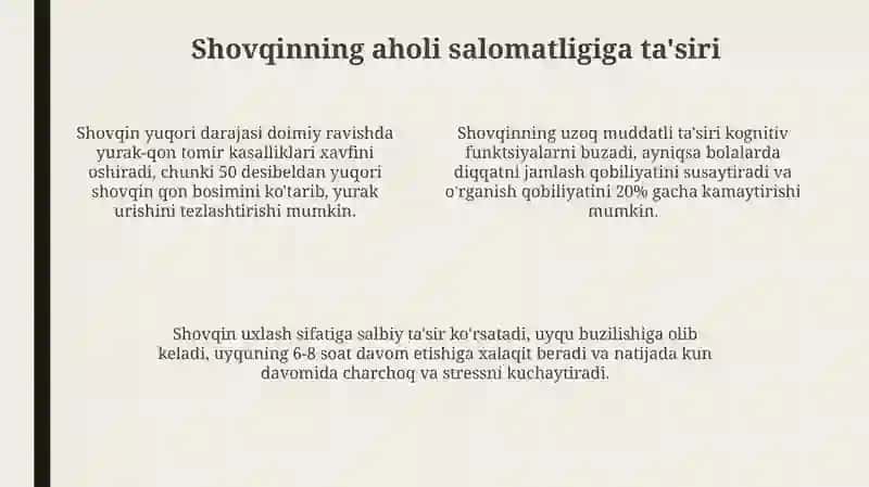 Shaharlarda shovqin darajasini aniqlash va unga qarshi kurashish 4