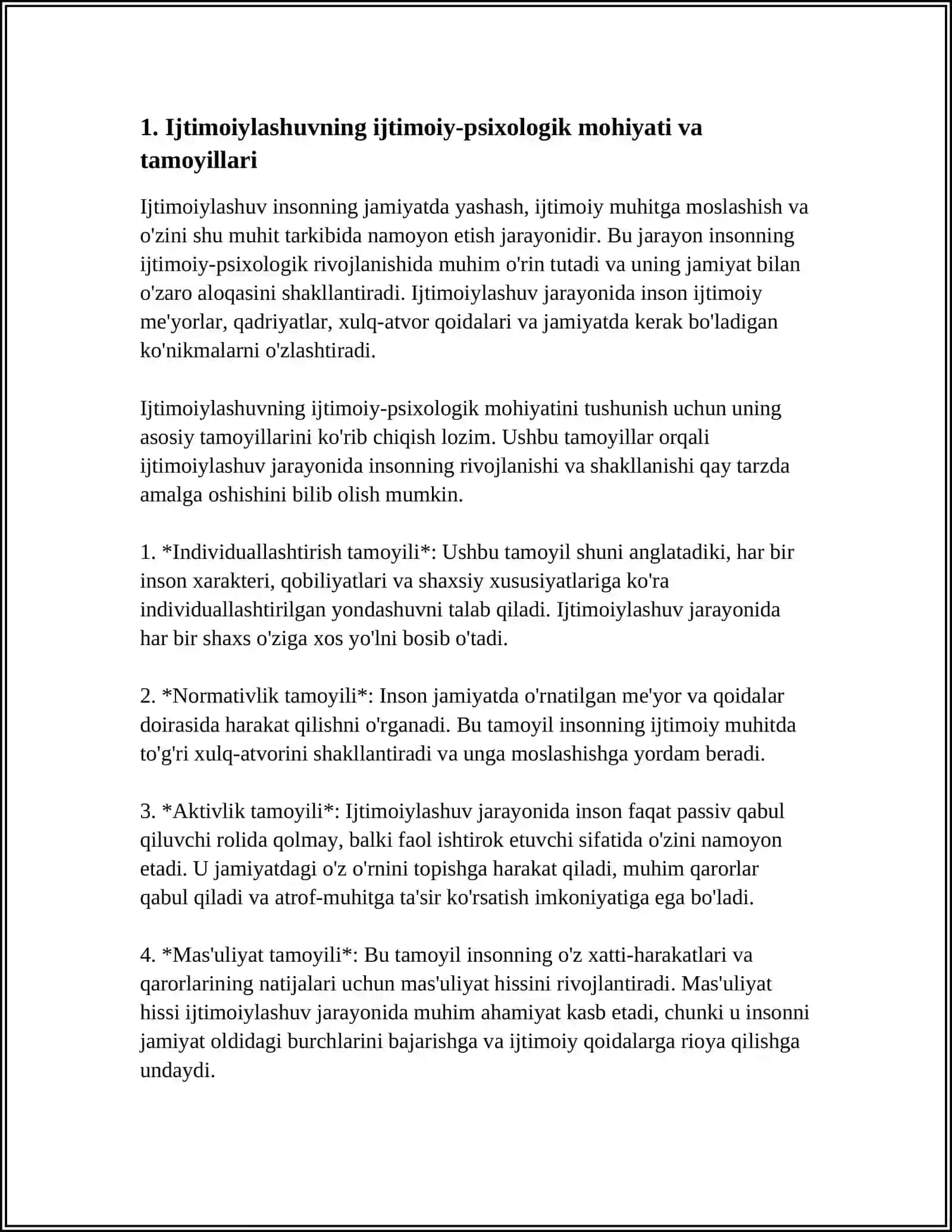 IJTIMOIYLASHUVNING IJTIMOIY-PSIXOLOGIK TOMONI VA SHAXS RIVOJLANISHI 4