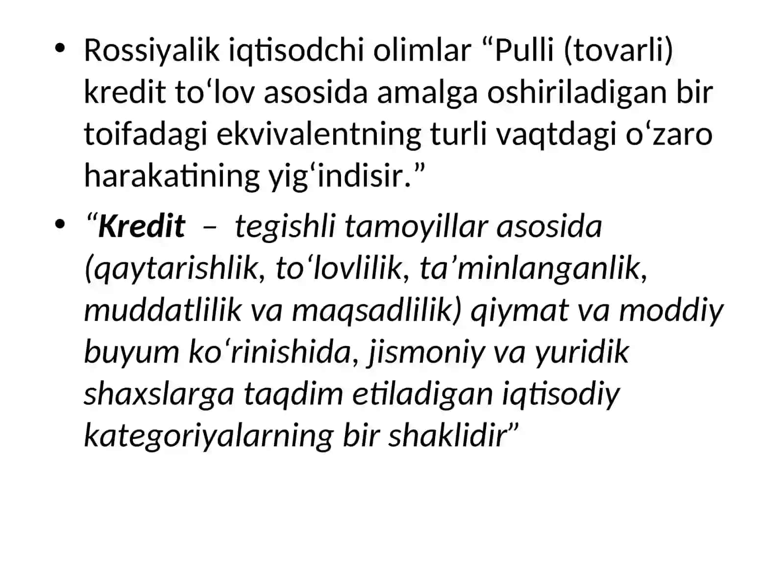 Кредитнинг зарурлиги, функциялари,турлари ва шакллари 4