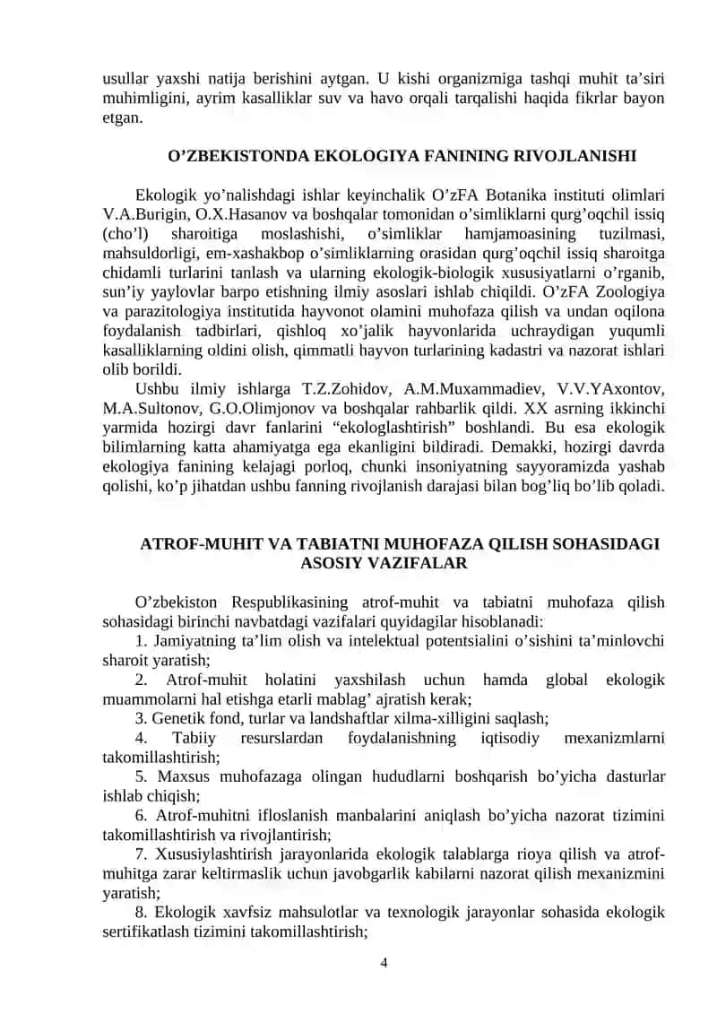 EKOLOGIYA VA TABIATNI MUHOFAZA QILISH 4
