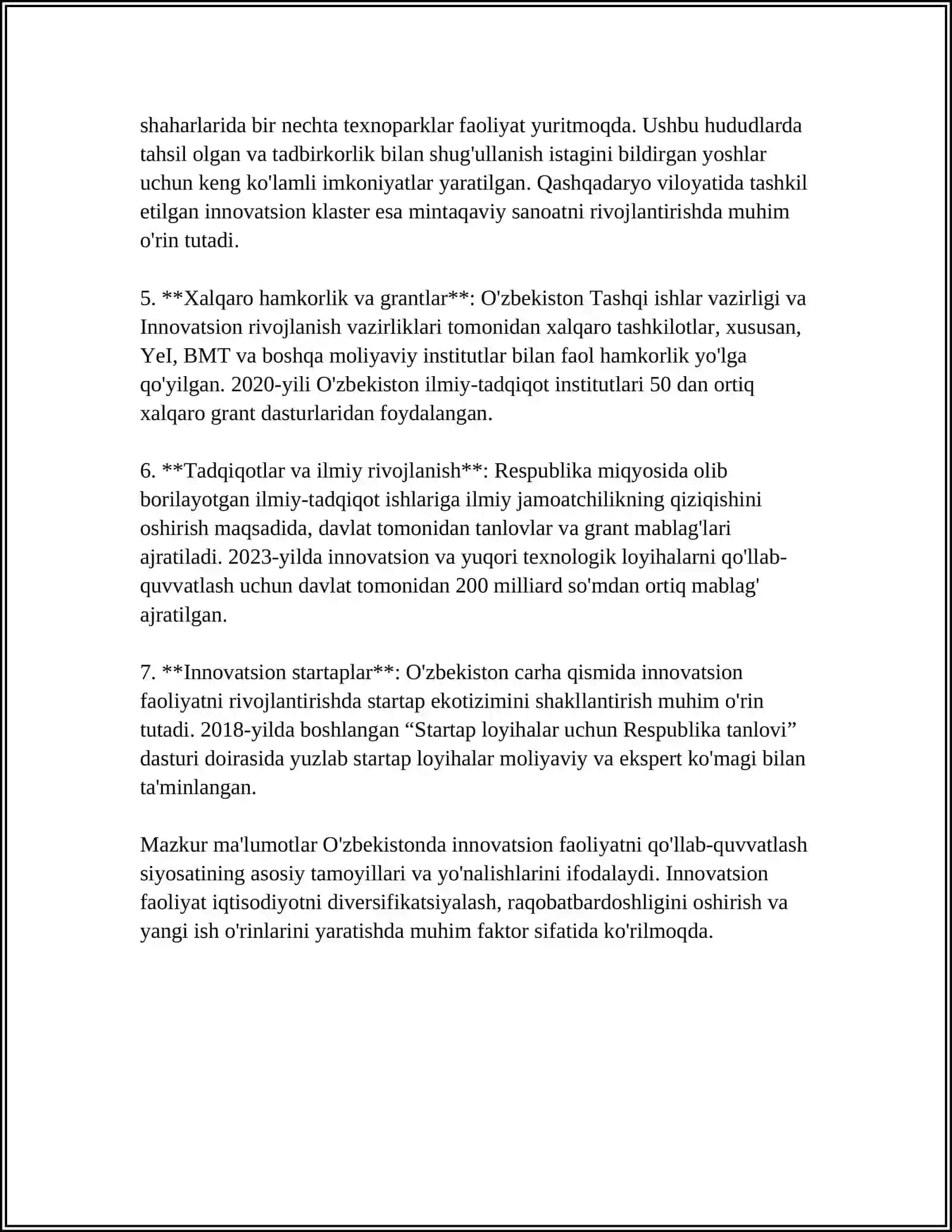 INNOVATSION FAOLIYATNI DAVLAT TOMONIDAN TARTIBGA SOLISH 4