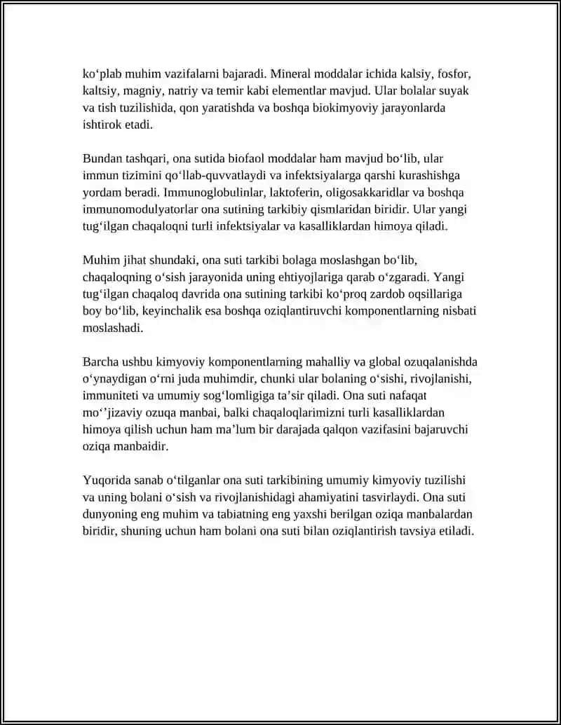 ONA SUTI TARKIBI VA BOLANI OʻSISHI VA RIVOJLANISHIDAGI AHAMIYATI 4