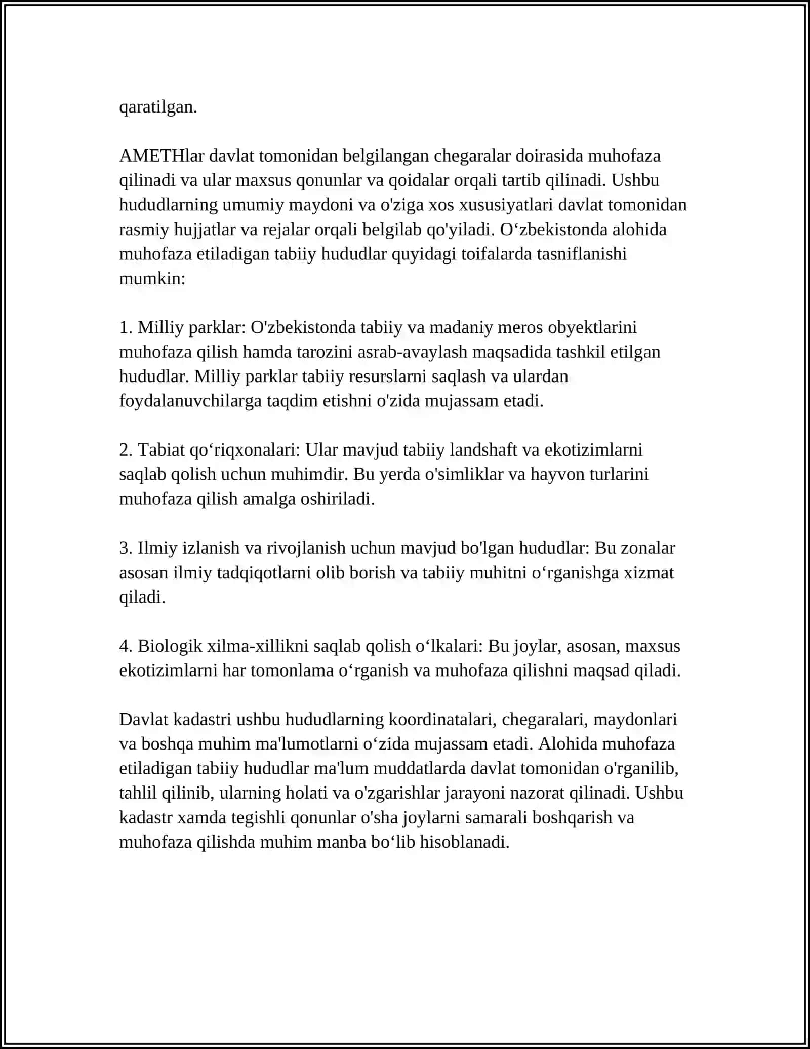 ALOHIDA MUHOFAZA ETILADIGAN TABIIY HUDUDLAR DAVLAT KADASTRI 4