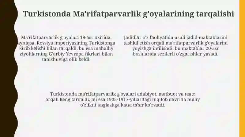 Turkistonda jadidchilik va ma'rifatparvarlik g'oyalari 4