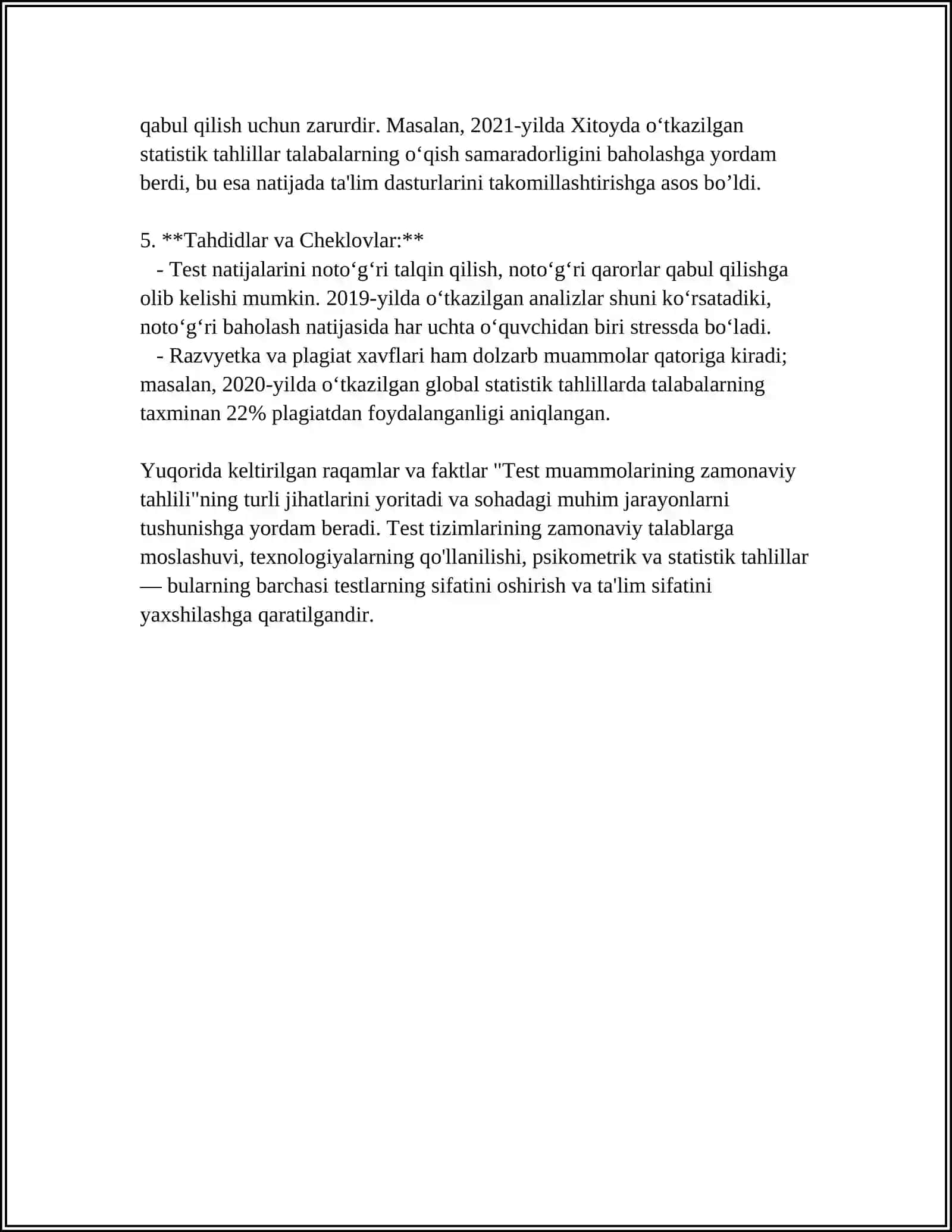 HOZIRGI ZAMON PSIXOLOGIYASIDA TESTNING DOLZARB MUAMMOLARI 4