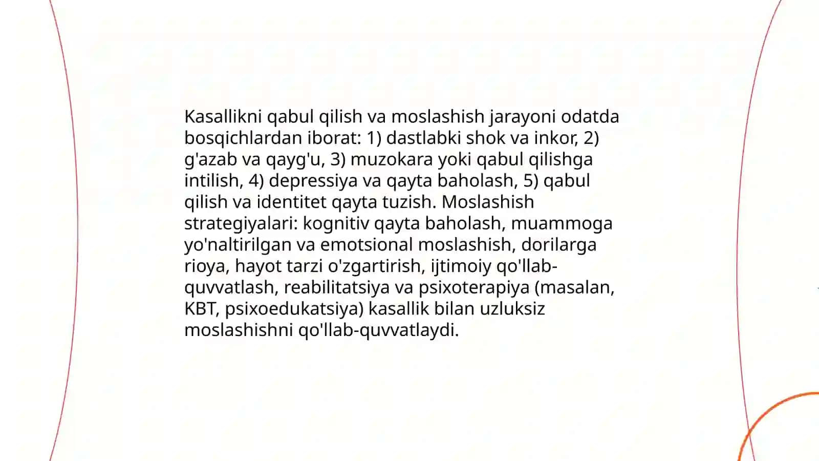 Surunkali somatik kasalliklar bilan ogʻrigan kasalliklar psixologiyasi 4