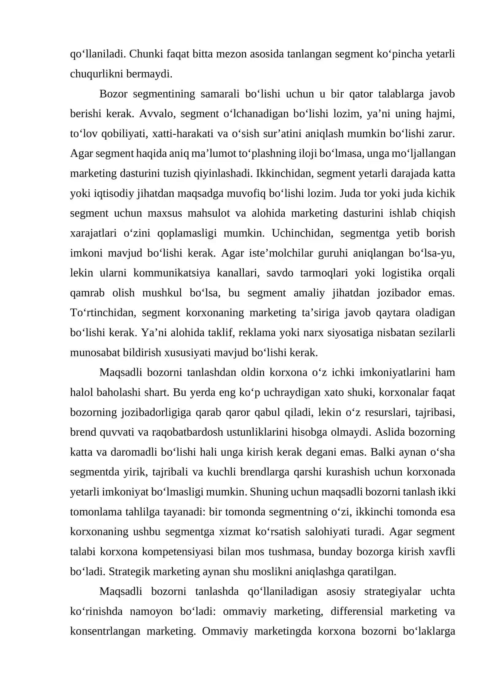 Maqsadli bozorlarni tanlash va baholash 4