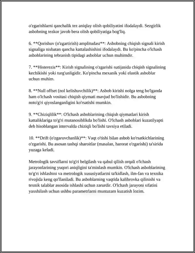 O`LCHASH ASBOBLARINING METROLOGIK TAVSIFLARI VA ANALOG O`LCHASH ASBOBLARI 4