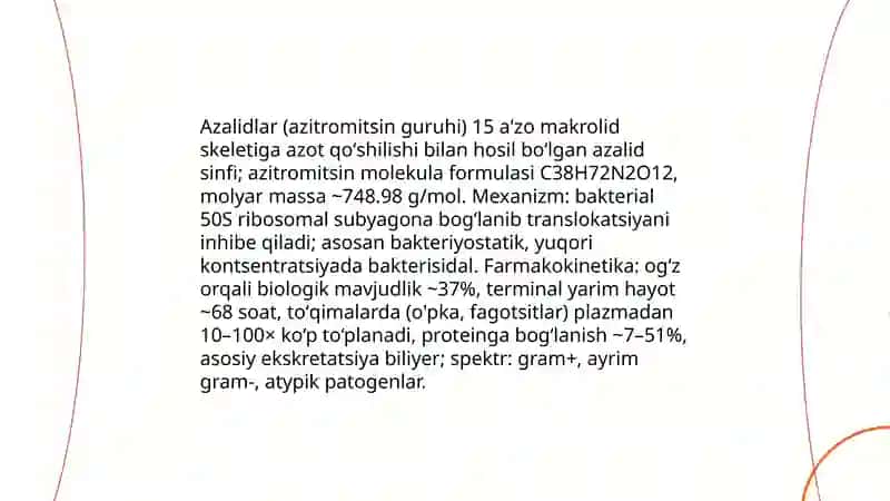 Makrolidlarning yangi avlodlari.Azalidlar 4