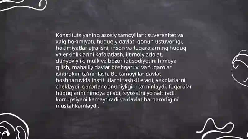 Oʻzbekiston Respublikasi Konstitutsiyasining davlat va jamiyat hayotida tutgan oʻrni va ahamiyati 4