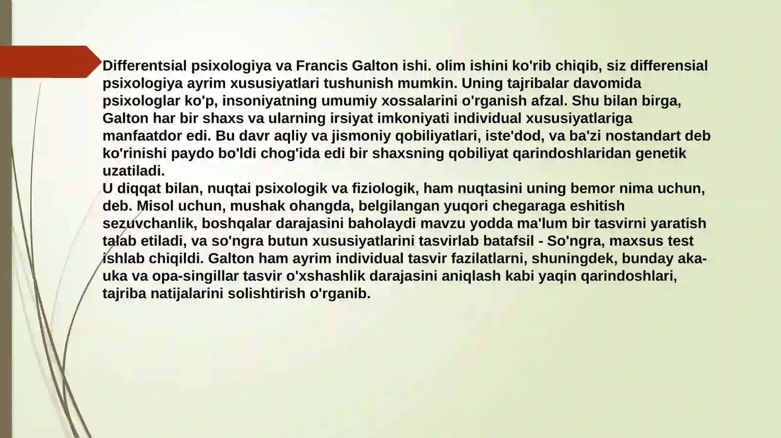 DIFFERENSIAL PSIXOLOGIYA INDIVIDUAL FARQLAR TO‘G‘TISIDAGI TASNIFDA 4